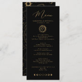 Celestial Sun and Moon Menu Black and Gold Version Menükarte (Vorne/Hinten)