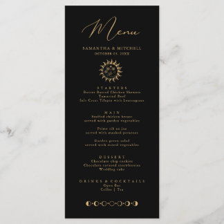 Celestial Sun and Moon Menu Black and Gold Version Menükarte