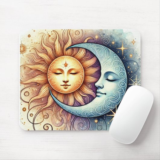 Celestial Sun and Moon Mouse Pad Mousepad (Mit Mouse)