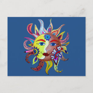 CELESTIAL SUN AND MOON POSTKARTE