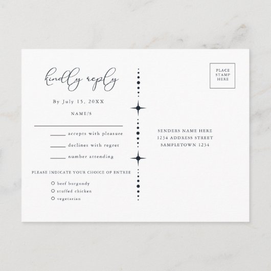 Celestial Sun and Moon RSVP Postcard Postkarte (Rückseite)