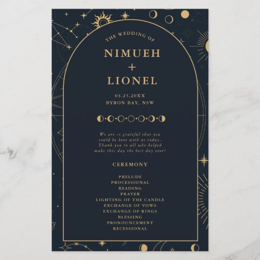 Celestial Sun and Moon Wedding Zeremony Program (Vorderseite)