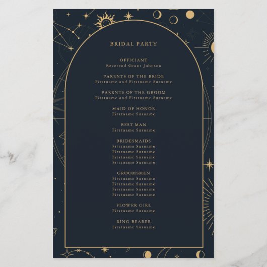 Celestial Sun and Moon Wedding Zeremony Program (Rückseite)