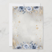 Celestial Sun, Blue Moon Rose Stars Kinderdusche Einladung (Rückseite)