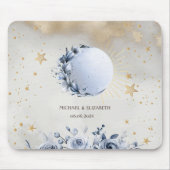 Celestial Sun, Blue Moon Rose, Stars Night Sky Mousepad (Vorne)