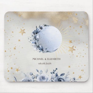 Celestial Sun, Blue Moon Rose, Stars Night Sky Mousepad