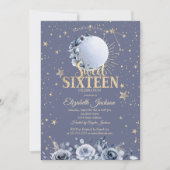 Celestial Sun, Blue Moon Stars Pastel Sweet 16 Einladung (Vorderseite)
