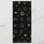 Celestial Sun Crescent Moon Black Golden Menükarte (Rückseite)