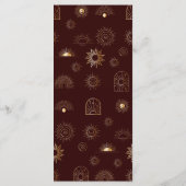 Celestial Sun Crescent Moon Burgundy Golden Menükarte (Rückseite)