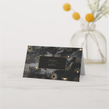 Celestial Sun Crescent Moon Galaxy Black Golden