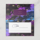 Celestial Sun Crescent Moon Galaxy Lila Golden Platzkarte (Außenseite Aufgefaltet)