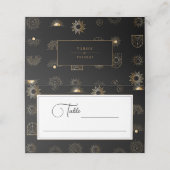 Celestial Sun Crescent Moon Golden Black Platzkarte (Außenseite Aufgefaltet)