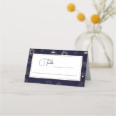 Celestial Sun Crescent Moon Golden Navy Platzkarte (Vorderseite)