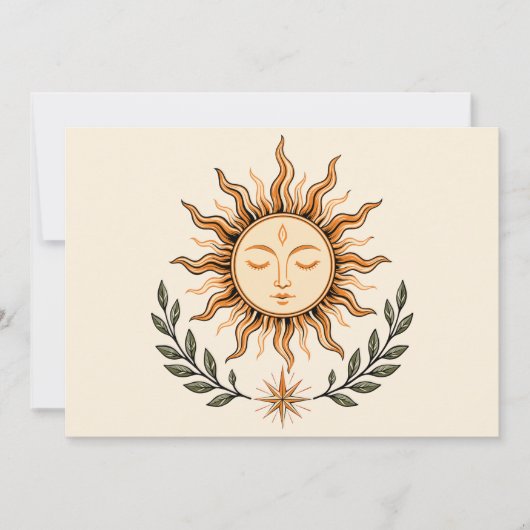 Celestial Sun Face Botanical Mystical Art Einladung (Vorderseite)