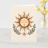 Celestial Sun Face Botanical Mystical Art Karte (Gelbe Blume)