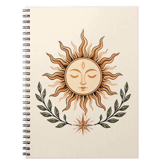 Celestial Sun Face Botanical Mystical Art Notizblock (Vorderseite)