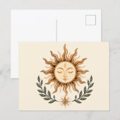 Celestial Sun Face Botanical Mystical Art Postkarte (Vorne/Hinten)
