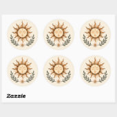 Celestial Sun Face Botanical Mystical Art Runder Aufkleber (Blatt)