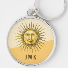 Celestial Sun Face Colorblock Monogram Schlüsselanhänger