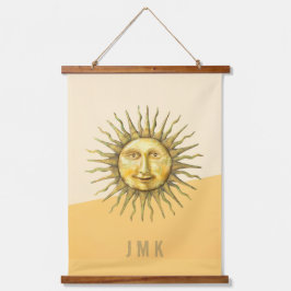 Celestial Sun Face Colorblock Monogram Wandteppich Mit Holzrahmen