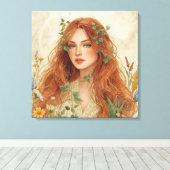 Celestial Sun Goddess Boho Wall Art | Radiant Leinwanddruck (Insitu (Holzboden))
