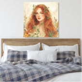 Celestial Sun Goddess Boho Wall Art | Radiant Leinwanddruck (Insitu (Schlafzimmer))