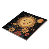 Celestial Sun Goddess mit floralen Blüten Fliese (Seite)