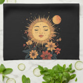 Celestial Sun Goddess mit floralen Blüten Geschirrtuch (Gefaltet)