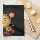 Celestial Sun Goddess mit floralen Blüten Geschirrtuch (Viertel Falte)