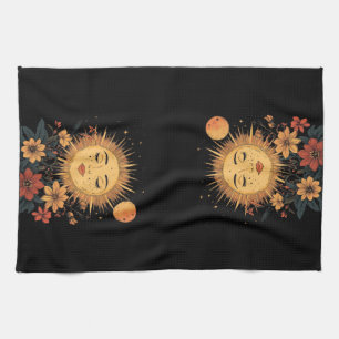 Celestial Sun Goddess mit floralen Blüten Geschirrtuch