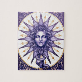 Celestial Sun Goddess Purple & White Mystical Puzzle