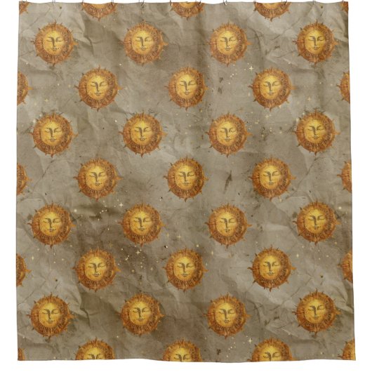 Celestial Sun Gold Pattern (2) Duschvorhang (Vorderseite)