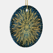 Celestial Sun Mandala Blue Gold Confetti Keramik Ornament (Rechts)