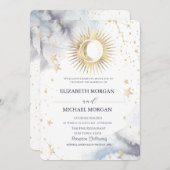 Celestial Sun, Mond, Sterne Hochzeit Einladung (Vorne/Hinten)