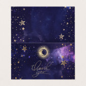 Celestial Sun, Mond, Sterne Lila Visitenkarten (Außenseite Aufgefaltet)