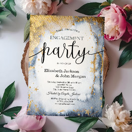 Celestial Sun, Mond, Sterne Wasserfarben Verlobung Einladung