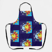 Celestial Sun Moon 90er Künstlerisches Muster Schürze (Vorderseite)