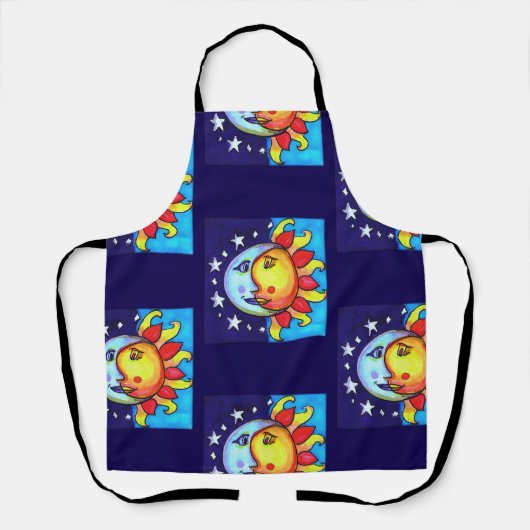 Celestial Sun Moon 90er Künstlerisches Muster Schürze (Vorderseite)