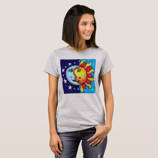 Celestial Sun Moon 90ties Art Design T-Shirt (Vorne ganz)