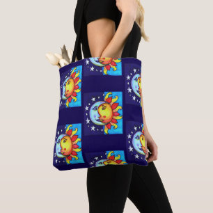 Celestial Sun Moon 90ties Style Muster Tasche