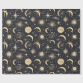 Celestial Sun Moon and Stars Night Sky Geschenkpapier (Flach)