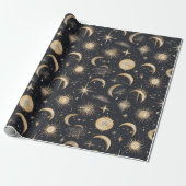 Celestial Sun Moon and Stars Night Sky Geschenkpapier (Ungerollt)
