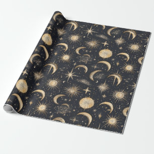 Celestial Sun Moon and Stars Night Sky Geschenkpapier