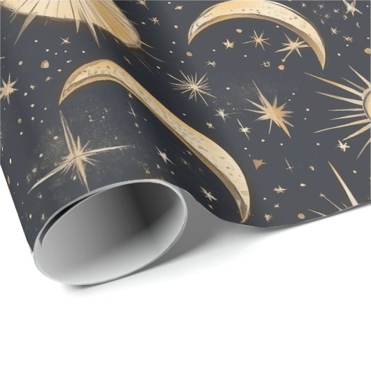 Celestial Sun Moon and Stars Night Sky Geschenkpapier (Rolleneckpunkt)