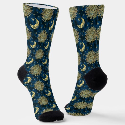 Celestial Sun Moon and Stars Pattern Socken (Gewinkelt)