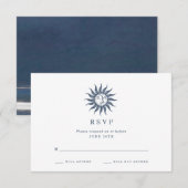 Celestial Sun & Moon Blue Agate Wedding RSVP Karte (Vorne/Hinten)