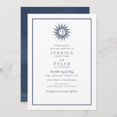 Celestial Sun & Moon Blue Einladung (Vorne/Hinten)