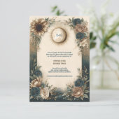 Celestial Sun Moon Boho Floral Rustic Wedding Begleitkarte (Stehend Vorderseite)