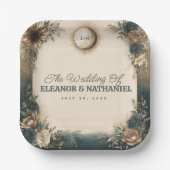 Celestial Sun Moon Boho Floral Rustic Wedding Pappteller (Vorderseite)