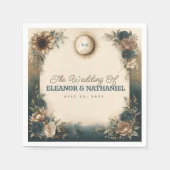 Celestial Sun Moon Boho Floral Rustic Wedding Serviette (Vorderseite)